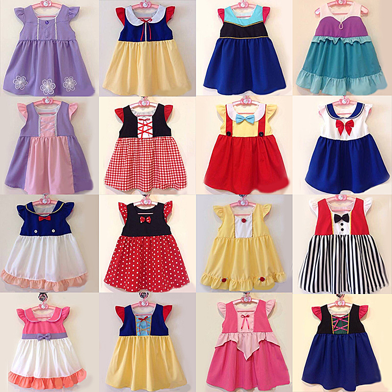 ins夏款童装女童宝宝卡通白雪公主爱丽丝儿童生日公主纯棉连衣裙