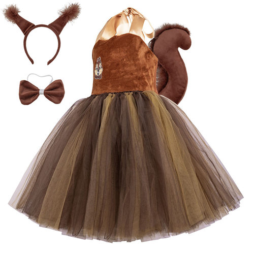 亚马逊动物套装万圣节cos松鼠连衣裙丛林派对服装儿童节日演出服