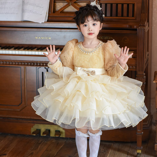 在逃公主女童玫瑰花小礼服冰雪奇缘艾莎裙子礼服儿童生日连衣裙