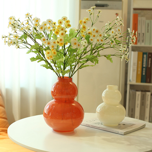 北欧花瓶玻璃透明摆件客厅插花葫芦风水寓意餐桌水养玫瑰鲜花摆件