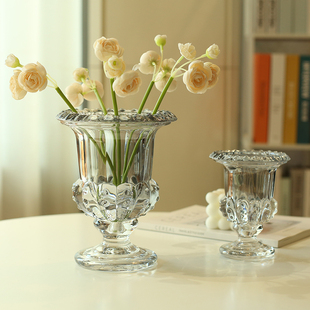 北欧花瓶玻璃透明摆件客厅插花高级感餐桌水养向日葵百合玫瑰鲜花