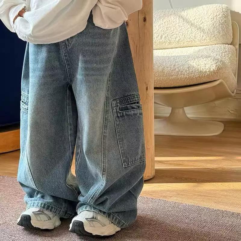 男童牛仔裤直筒美式复古潮流酷帅