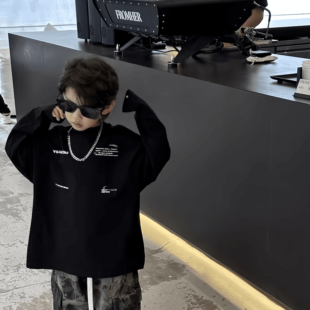 男童春秋装长袖T恤亲子韩版儿童洋气痞帅时髦中大童打底衫上衣潮t