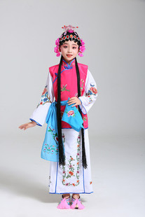 儿童演出服俏花旦水梨园儿童戏服京剧花旦红娘小衣包丫鬟坎肩卖水