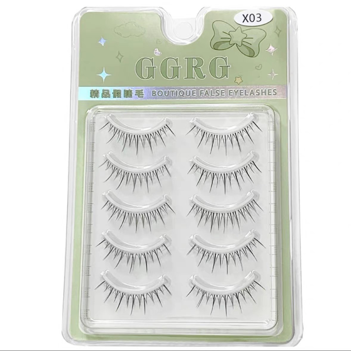 GGRG极细透明梗假睫毛X03 高品质纯手工裸妆纤长日系跟妆根根分明