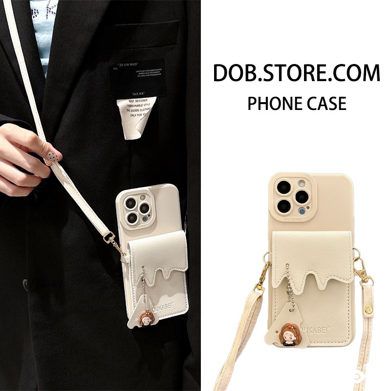 苹果硅胶软壳可爱女孩卡包斜挎