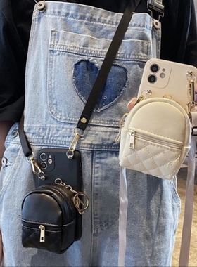 零钱小书包适用华为Pura70手机壳90se荣耀100背带P60斜挎mate50pro挂绳nova12/874小香风畅享x30女时尚卡包软