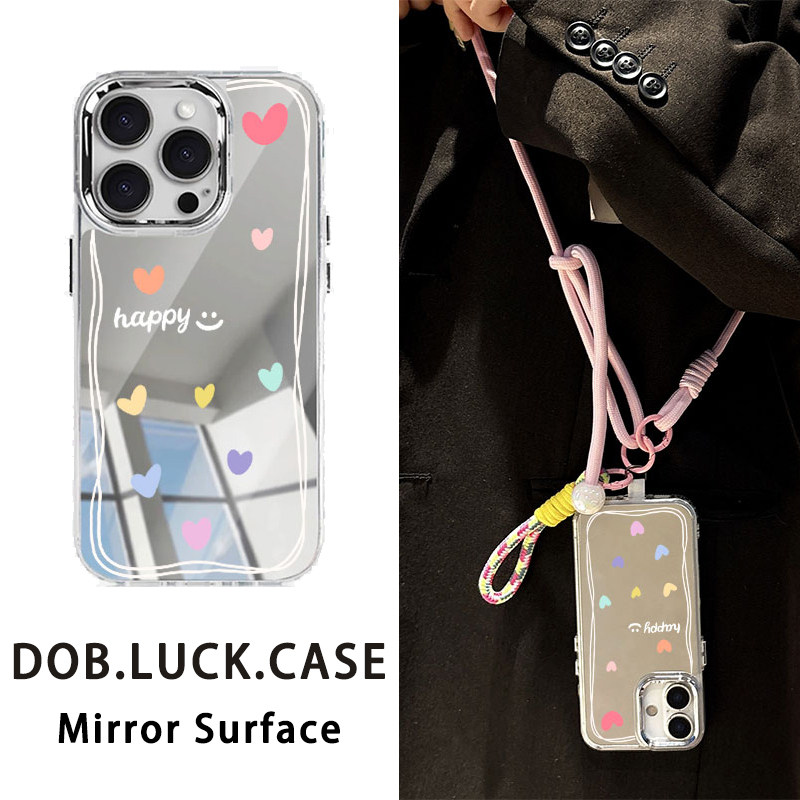 适用小米手机壳爱心笑脸斜挎挂绳