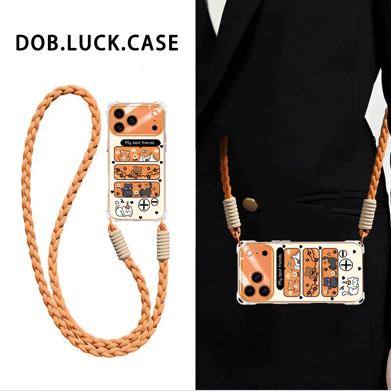 适用华为手机壳小熊猫咪斜挎挂绳