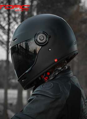 TORC复古全盔男摩托车碳纤维头盔女3C认证机车四季防风冬季安全帽