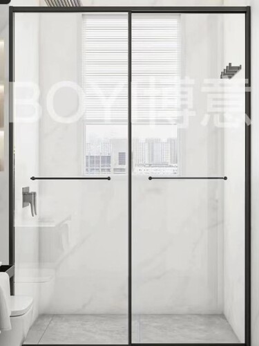 极窄一固一移型淋浴房家用卫生间钢化玻璃移门隔断不锈钢干湿分i.
