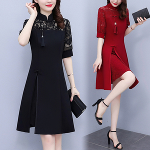RM5974#大码女装胖MM显瘦2023夏装古风蕾丝夏季气质短袖连衣裙