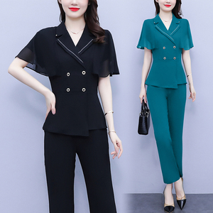 RM4661#春夏夏季新款套装大码女装时尚减龄短袖两件套