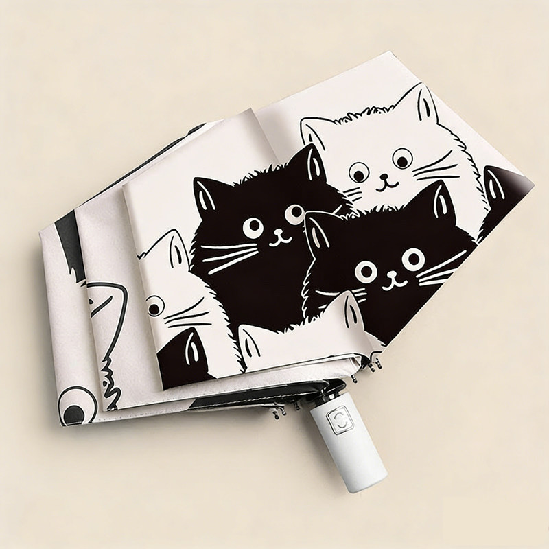 可爱猫咪雨伞女晴雨两用高颜值自动太阳伞防晒紫外线遮阳学生上学