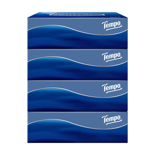 Tempo得宝纸巾高端系列盒装90抽4盒抽纸商务天然无香原生压花纸抽