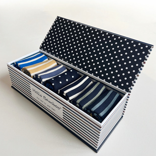 礼物不贵也贴心 抗起球不臭脚无骨袜子 海军风竹纤维吸汗男袜礼盒