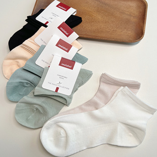 无骨缝头 绵软亲肤透气 含5%桑蚕丝夏天超薄矮帮女袜子 脚面网眼
