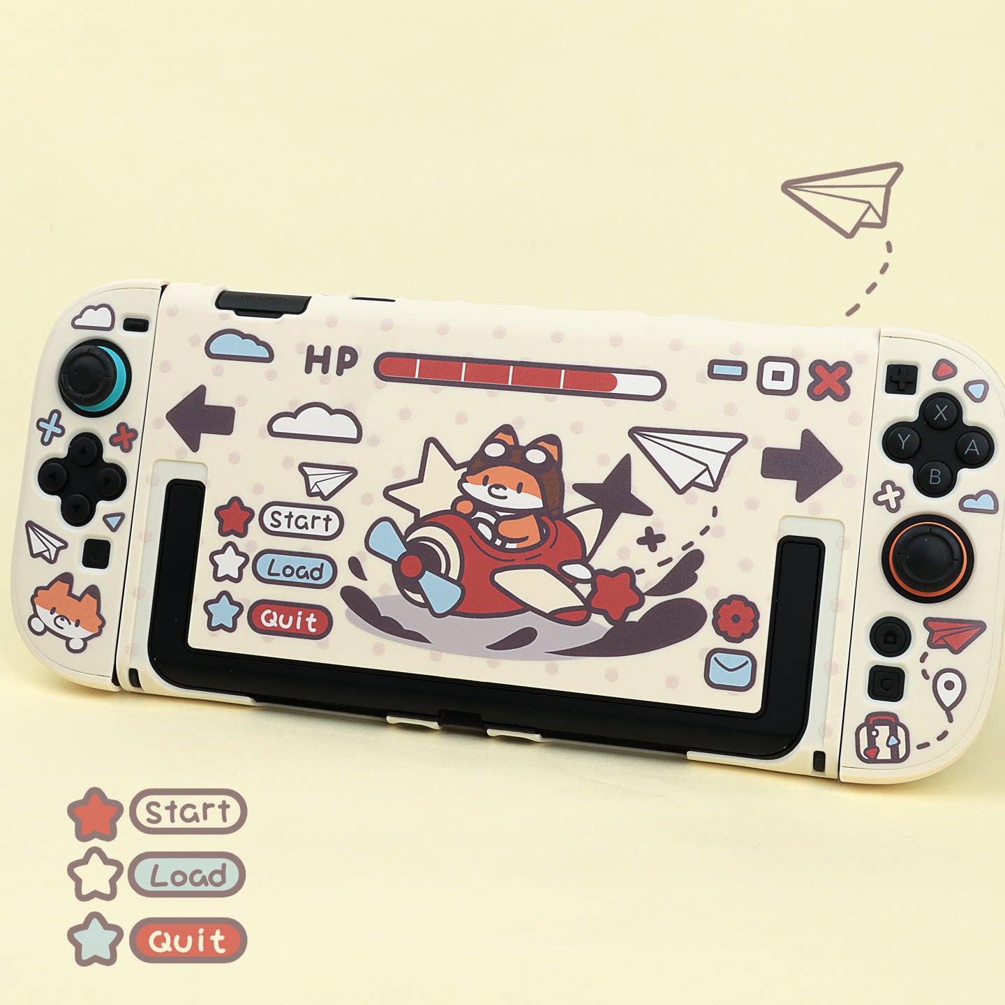 原创飞行小狐Switch2米色硬壳适配任天堂NS2可爱二代游戏机保护套