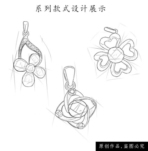 ps代画设计珠宝配首饰服装鞋子包三视初线稿工艺产品手板绘效果图