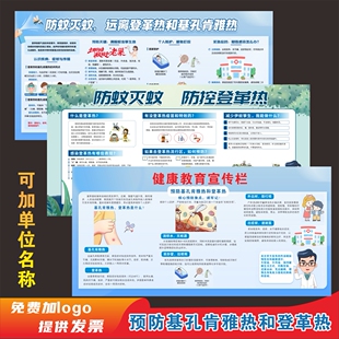 基孔肯雅热海报登革热宣传防蚊灭蚊健康教育宣传栏海报防暑降温画