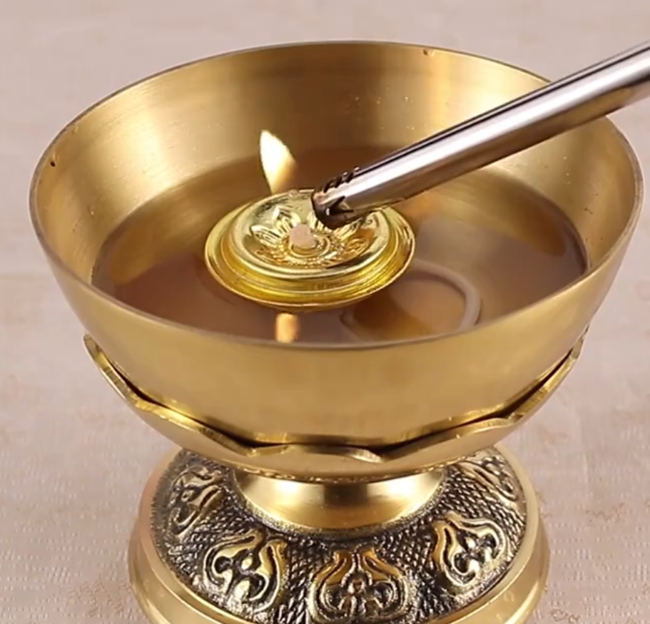 寺庙高档纯铜酥油灯家用铜碗油灯食用油灯供佛观音黄铜苏油灯供