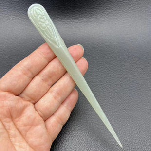 和田玉花朵发簪玉簪青白玉仿古雕刻簪子书签古风汉服头饰发饰佩饰