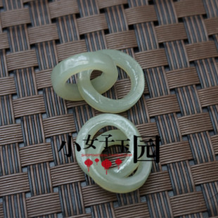 和田玉双环配饰耳环配件双玉连环吊坠挂件DIY手工材料挂坠耳坠