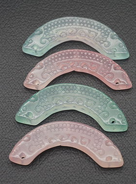 冰透多彩玉璜吊坠复古双龙玉坠手工汉服颈饰头饰玉佩挂饰玉石配饰