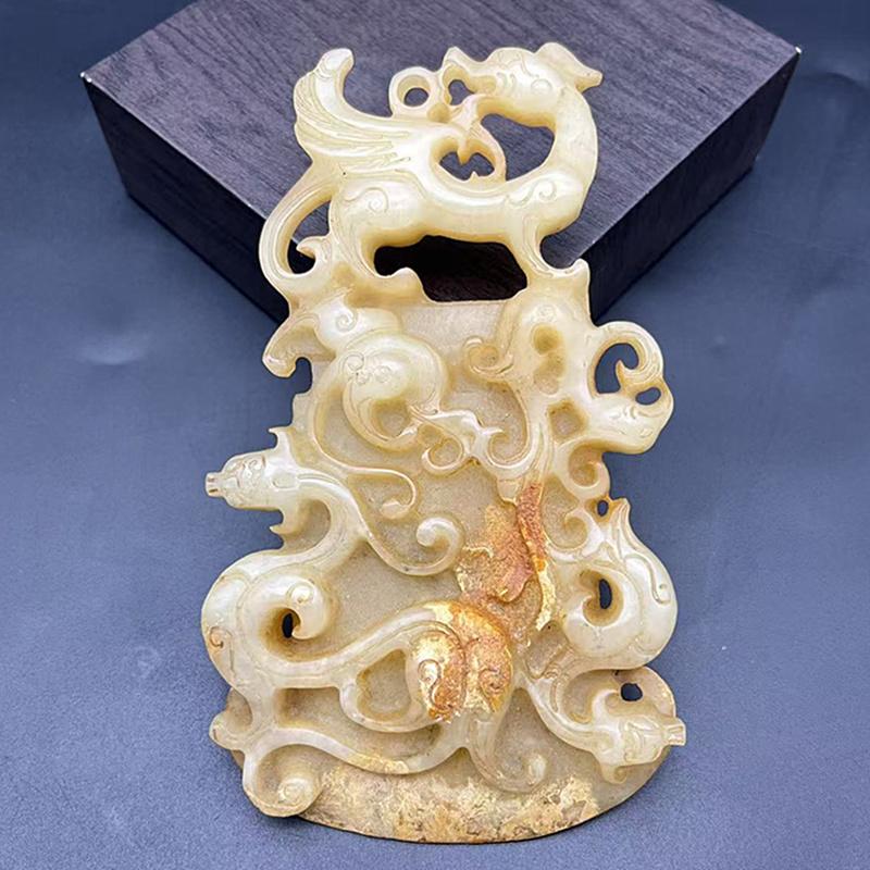 岫玉龙凤吊坠挂件项链坠汉服腰佩