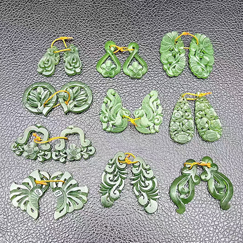 和田玉佛手凤凰梅花耳环吊坠挂件碧玉玉如意花朵耳坠玉佩玉坠对佩