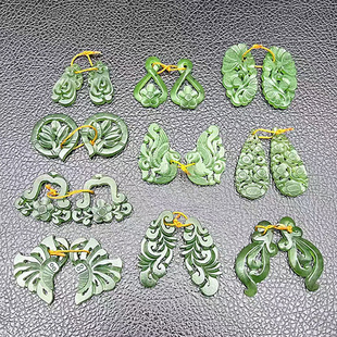 和田玉佛手凤凰梅花耳环吊坠挂件碧玉玉如意花朵耳坠玉佩玉坠对佩