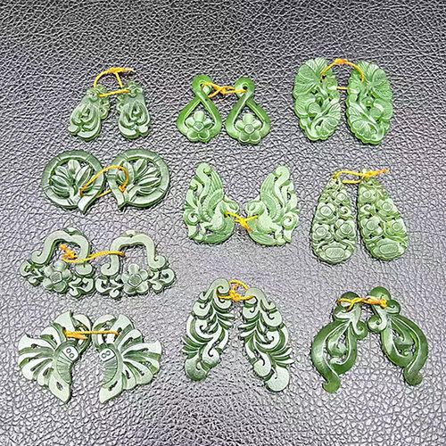 和田玉佛手凤凰梅花耳环吊坠挂件碧玉玉如意花朵耳坠玉佩玉坠对佩