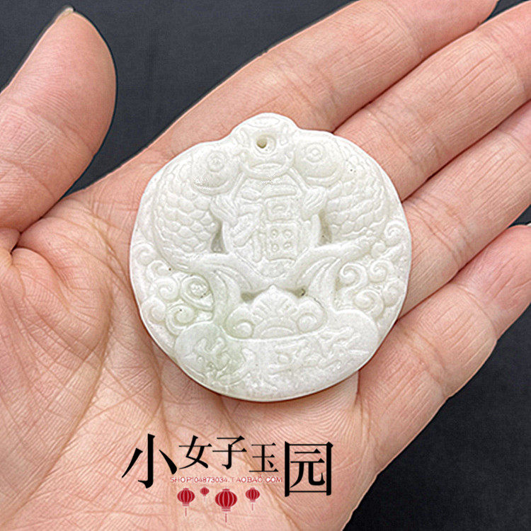 蓝田玉出入平安玉牌吊坠双鱼仿古福牌男女款挂件项链玉佩玉坠吊坠