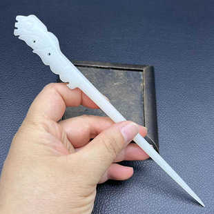 琉璃白玉凤头发簪古风发饰头饰经典凤凰玉簪子日常简约盘发发钗玉