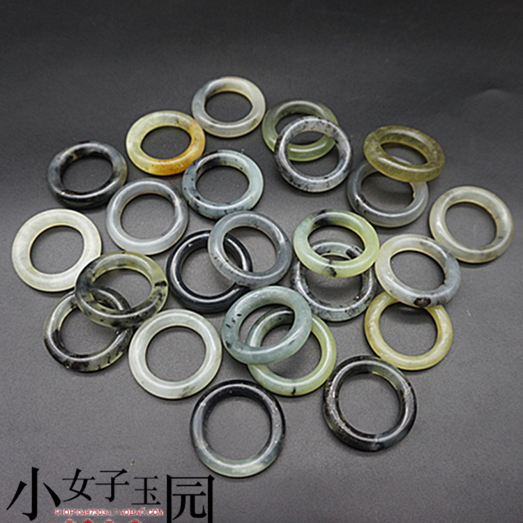岫玉圆环吊环水墨飘花玉环小圆圈玉吊坠DIY手工配饰配件袈裟环坠
