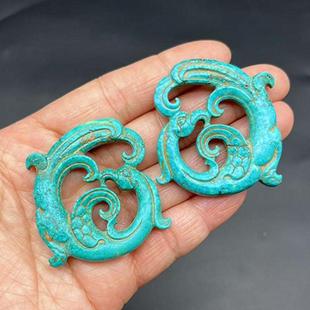 绿松石单凤吊坠挂件仿古雕刻丹凤朝阳颈饰项链坠古风汉服腰佩饰品