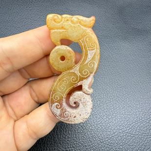 和田玉仿古龙吊坠挂件仿古战汉西周龙型玉佩玉坠颈饰项链坠玉挂饰
