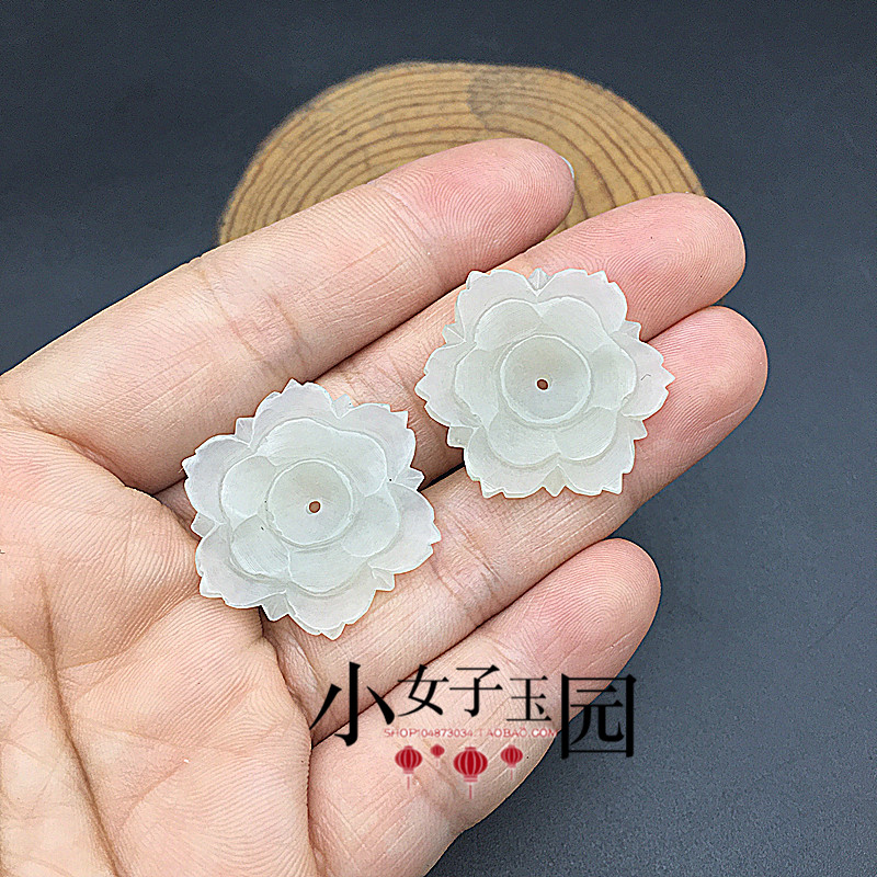 和田玉花朵配饰diy手工发簪