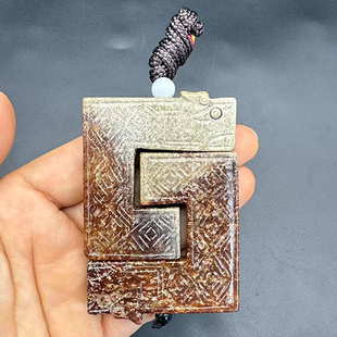 古玩玉器双龙吊坠挂件复古战汉仿老玉龙型玉佩玉坠项链坠挂饰腰佩