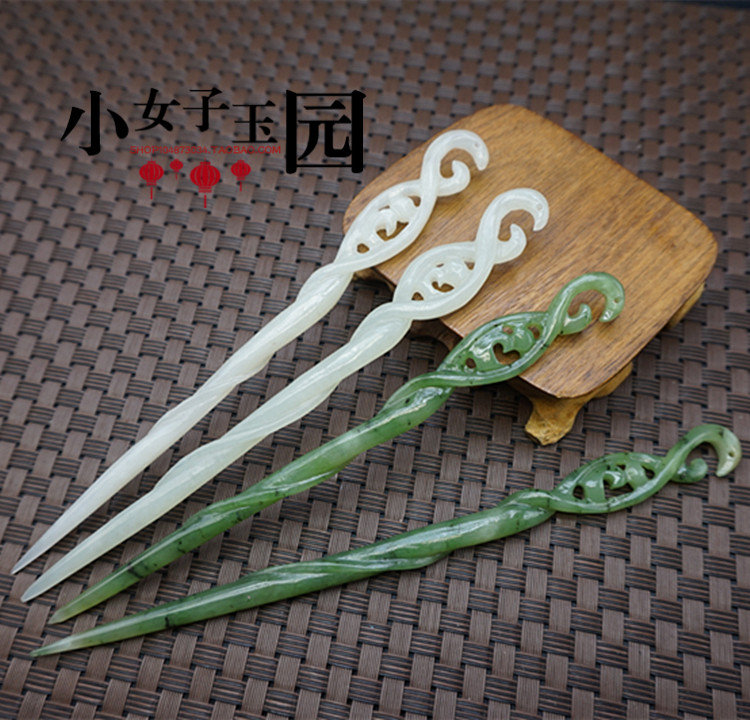 和田玉碧玉簪子白蛇缘起簪古风汉服头饰复古发簪朱钗步摇珠钗流苏