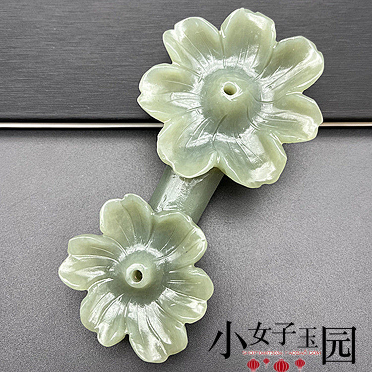 古玩玉器和田玉荷花香插玉石小摆件把玩件文房用品仿古雕文玩收藏