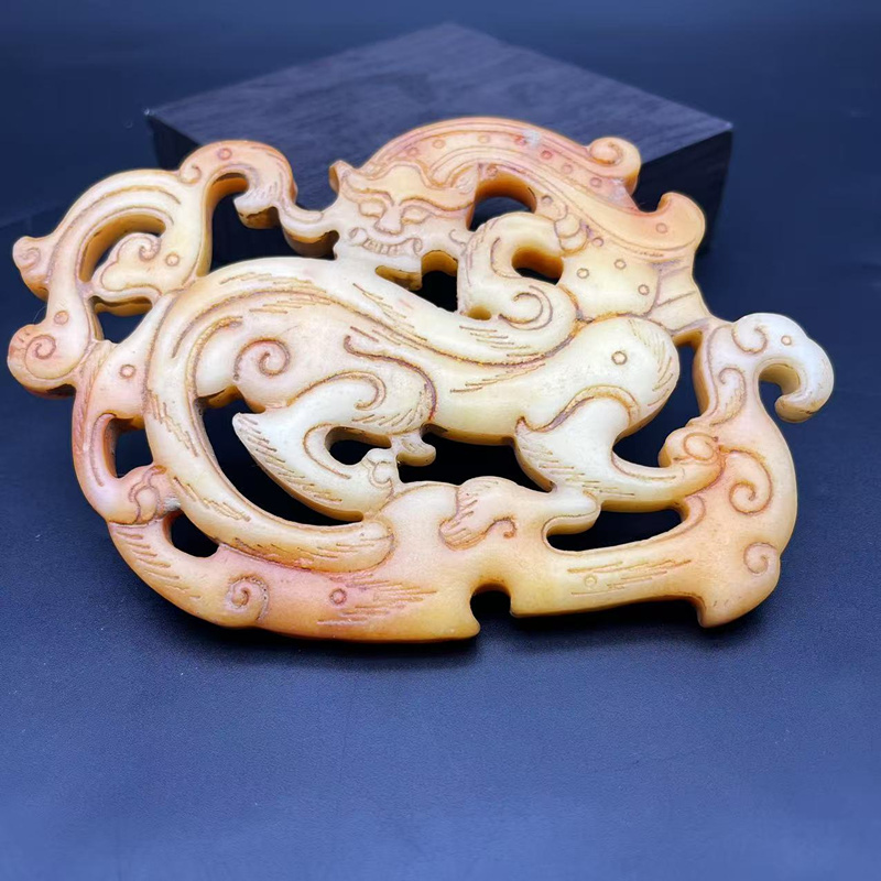 岫玉貔貅玉佩玉坠仿战汉双面雕刻如意纹螭龙玉璧短剧影视饰品摆件