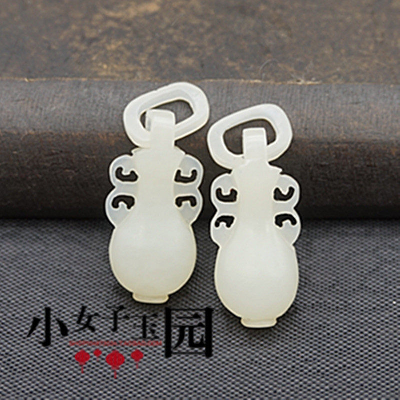 和田玉立体雕刻花瓶耳环耳坠青白玉富贵平安花瓶配饰配件小吊坠