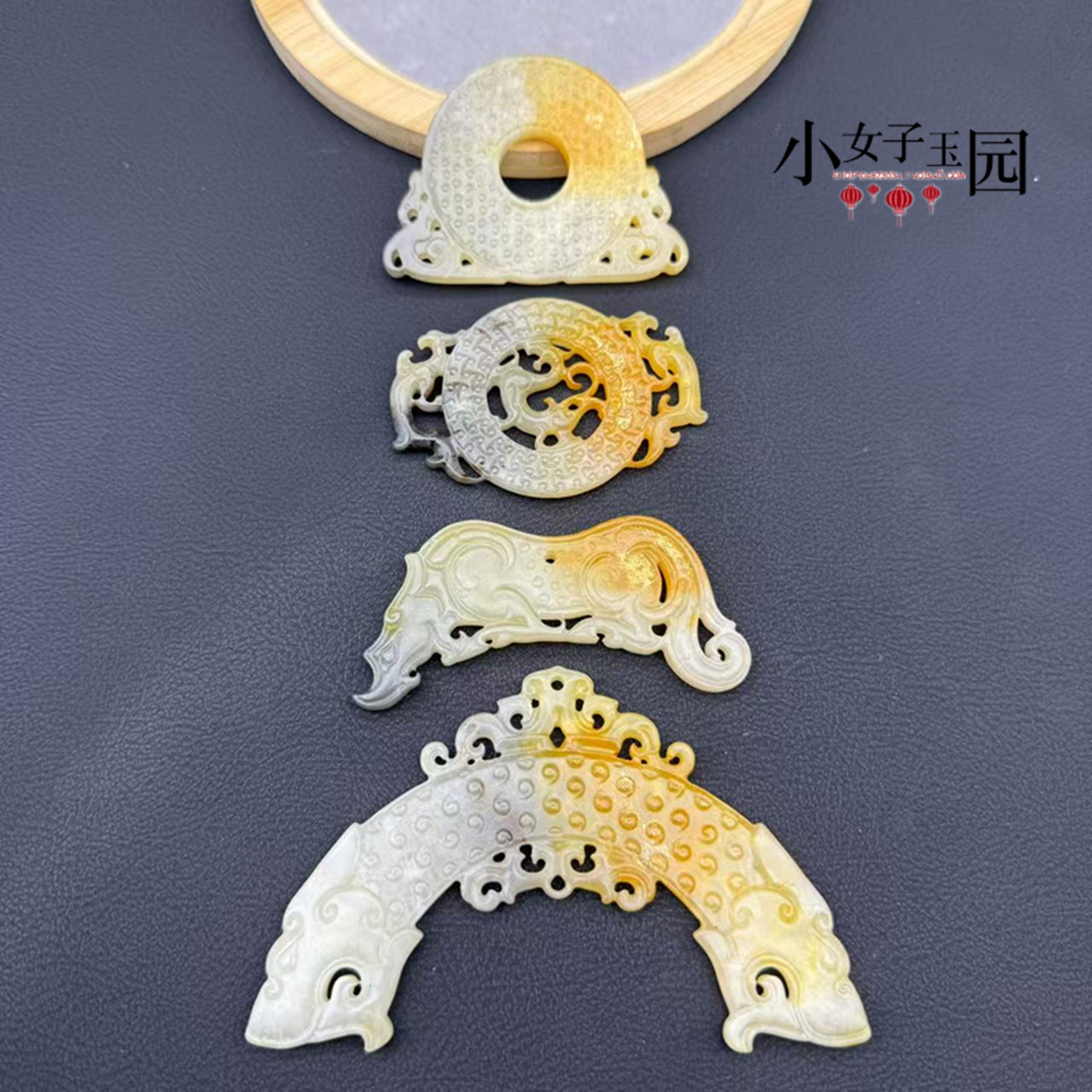 岫玉双龙玉璜玉佩仿古战汉组玉