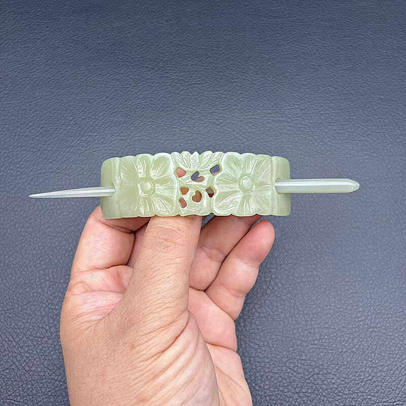 和田玉荷叶莲花发冠束发帽冠仿古玉冠簪古装仙侠头饰汉服妆造发饰