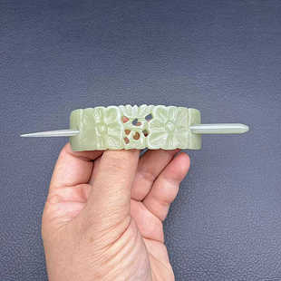 和田玉荷叶莲花发冠束发帽冠仿古玉冠簪古装仙侠头饰汉服妆造发饰