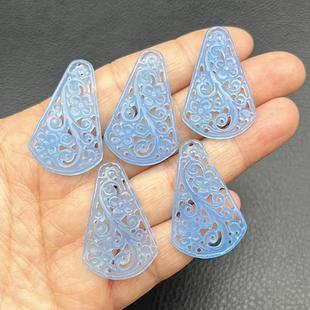 蓝冰梅花玉佩吊坠仿海蓝宝色玉DIY古风汉服璎珞挂坠压襟腰佩配饰