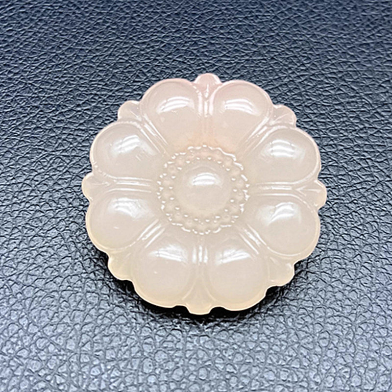 藕粉色花朵玉佩项链坠天然牡丹花吊坠女款项链挂件毛衣链颈饰玉坠