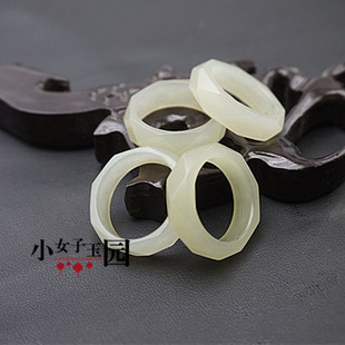 和田玉 青白玉戒指 手饰 青海料 男女款戒指多面玉戒指