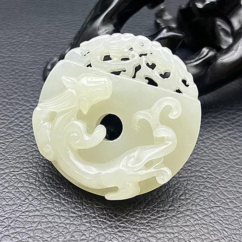 和田玉貔貅吊坠挂件仿明清雕刻双龙玉佩玉坠青白玉螭龙颈饰毛衣坠